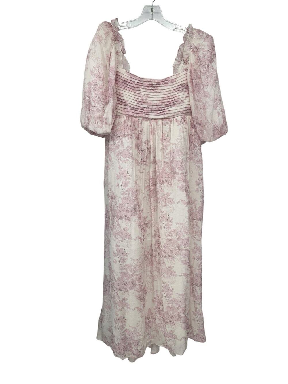 NWT Worth Collective Melody Maxi Dress Pleats Bow Pink Toile Bump Friendly 2X